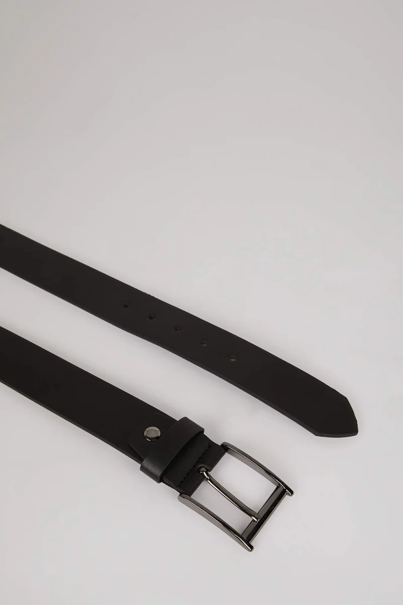 ديفاكتو Man Rectangle Clasp Faux Leather Denim Belt