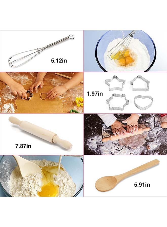 Loquat 11-Piece Complete Kids Chefs Cooking And Baking Kitchen Play Set With Apron 28x3x24cm - Image 4