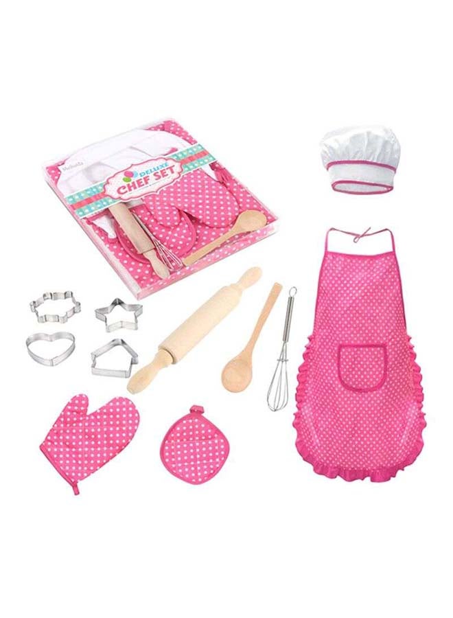 Loquat 11-Piece Complete Kids Chefs Cooking And Baking Kitchen Play Set With Apron 28x3x24cm - Image 1