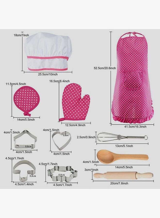 Loquat 11-Piece Complete Kids Chefs Cooking And Baking Kitchen Play Set With Apron 28x3x24cm - Image 3