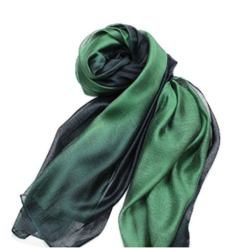 SNUG STAR وشاح SNUG STAR من القطن والحرير أنيق وناعم بألوان متنوعة للنساء (أخضر داكن) - Image 2