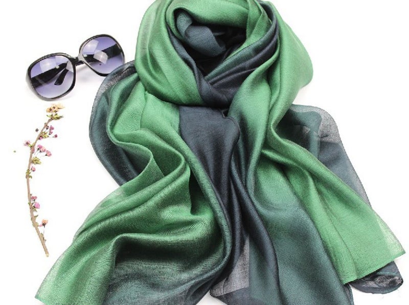 SNUG STAR وشاح SNUG STAR من القطن والحرير أنيق وناعم بألوان متنوعة للنساء (أخضر داكن) - Image 4