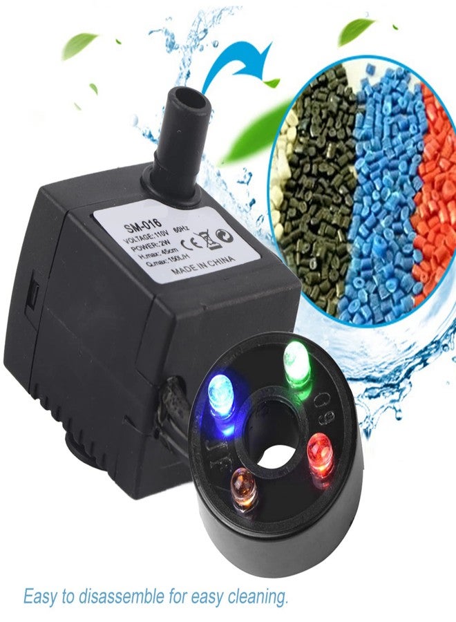 Zerodis Submersible, Fish Submersible Pump 2W Ultra Quiet with LED Light Fish Pond Aquarium Fountain Mini Adjustable Aquarium Pump(American standard (110V)) - Image 2