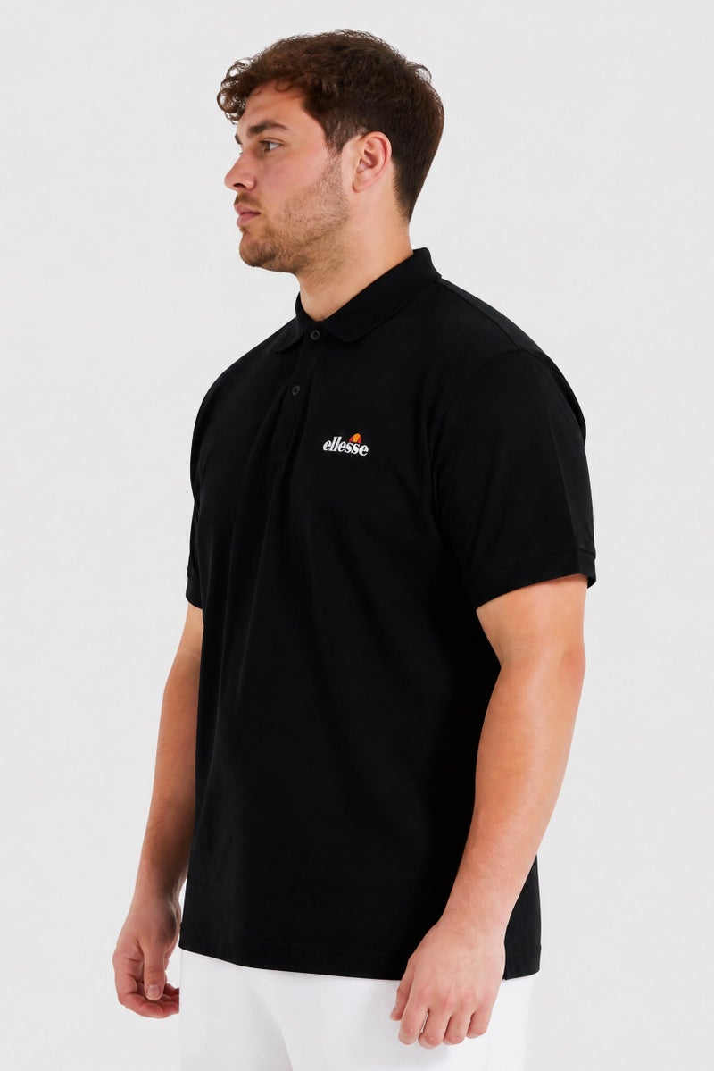 Ellesse Men Regular Fit Solid Short Sleeve Polo Shirt, Black - Image 3