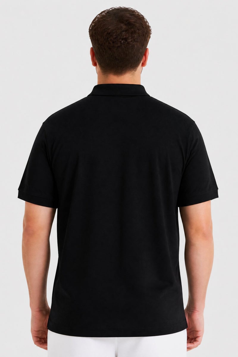Ellesse Men Regular Fit Solid Short Sleeve Polo Shirt, Black - Image 4