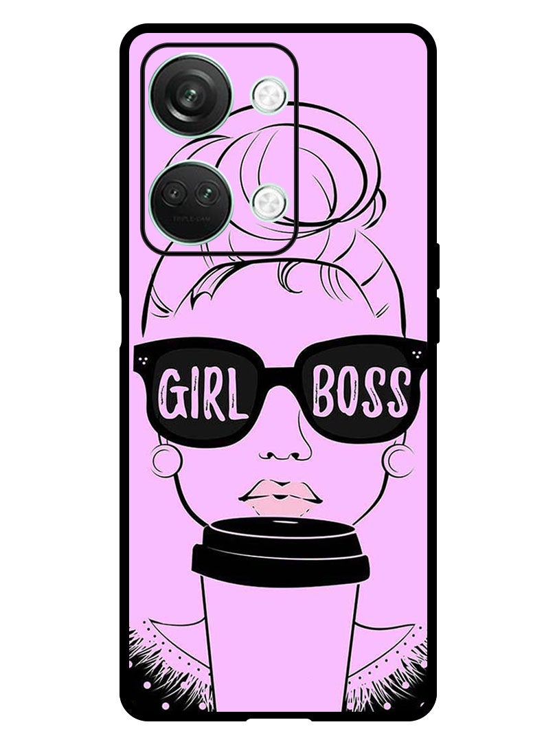 Theodor Protective Case Anti Scratch Shock Proof Bumper Cover For OnePlus Nord 3 Girl Boss Pink Background - Image 1