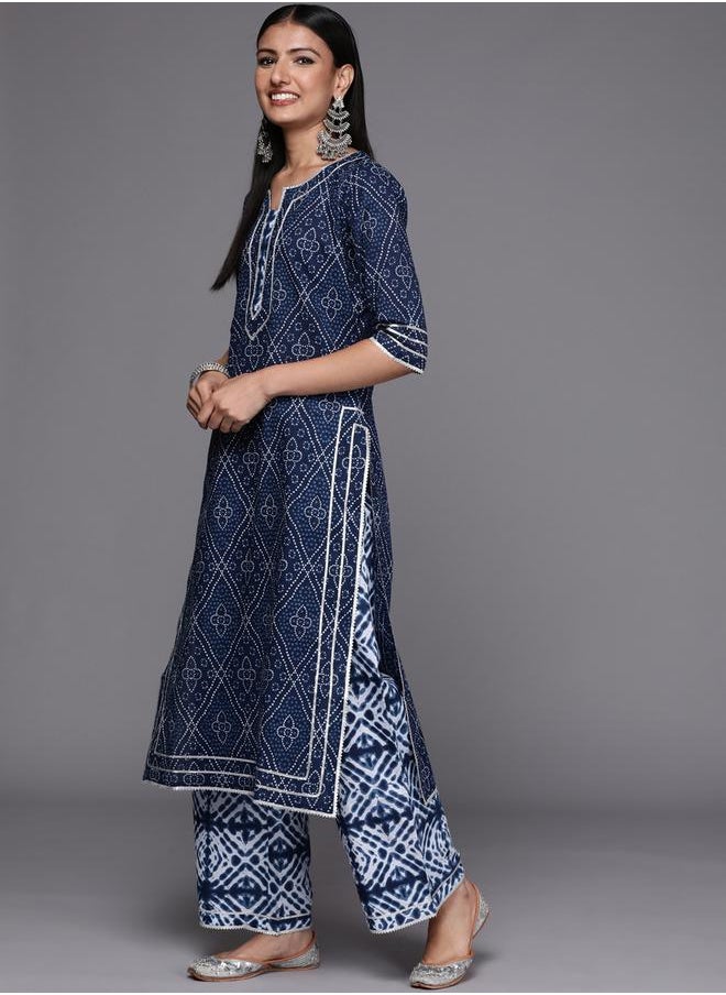 Libas Printed Gotta Patti Kurta and Gotta Patti Palazzo with Printed Dupatta Set by Styli  - Image 2