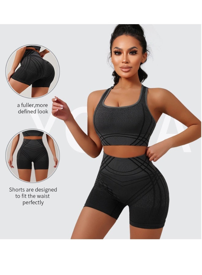 general Seamless gradient dyeing yoga set, high-waisted fitness pants with buttock-enhancing function, high-elasticity sports outfit - Image 2