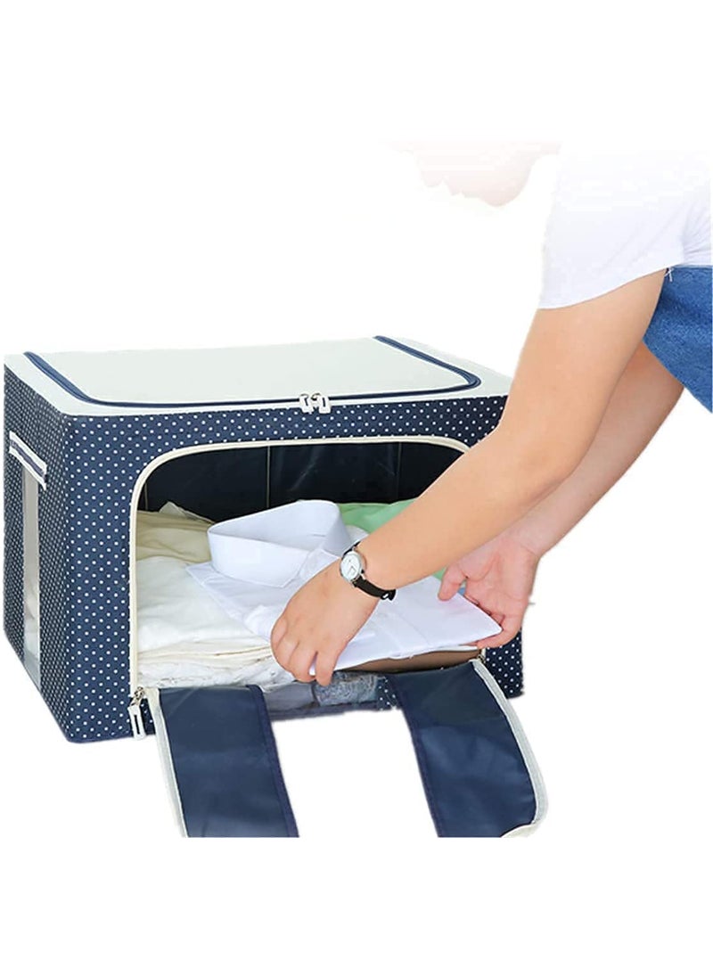 BOTIST BOTIST Fabric Clothes Storage Box for Wardrobe Cloth Saree Towel Blanket Foldable Organizer Bag with Steel Frame Top and Front Zipper Open Bags Pack of 1 Multicolor and Multi Design 66L  - Image 5
