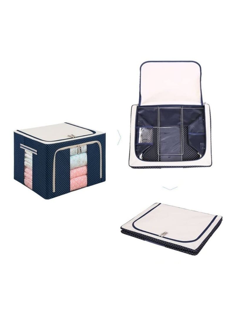 BOTIST BOTIST Fabric Clothes Storage Box for Wardrobe Cloth Saree Towel Blanket Foldable Organizer Bag with Steel Frame Top and Front Zipper Open Bags Pack of 1 Multicolor and Multi Design 66L  - Image 2