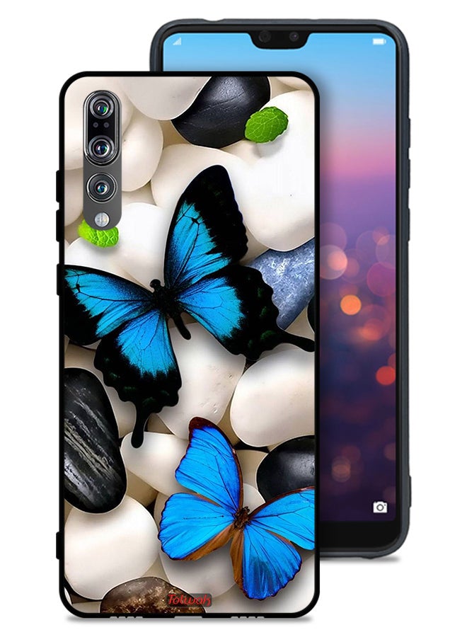 Tolwak Huawei P20 Pro Protective Case Cover Butterflies On Stones - Image 1