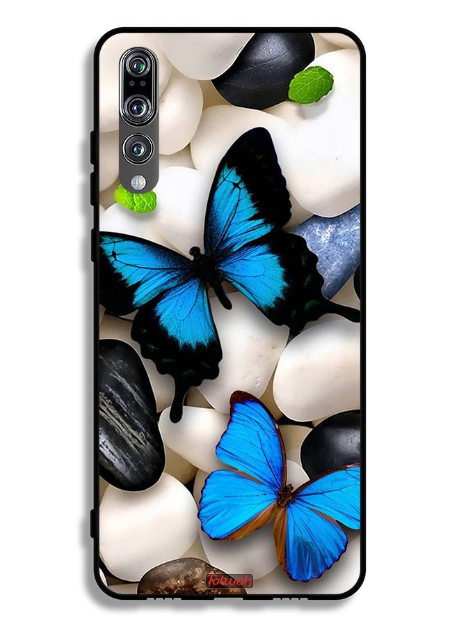 Tolwak Huawei P20 Pro Protective Case Cover Butterflies On Stones - Image 2