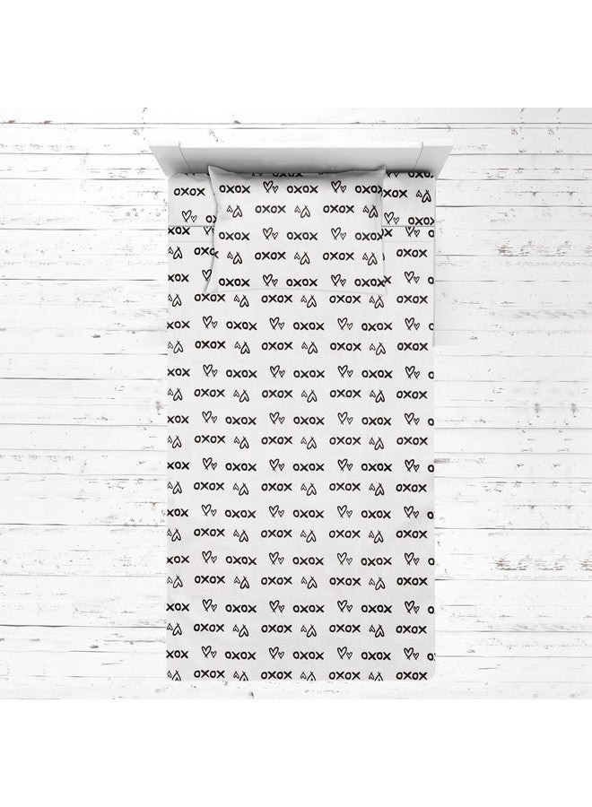 Bacati - Love Cotton Percale Toddler Bedding Unisex (3 pc Toddler Bed Sheet Set, Black/White) - Image 1