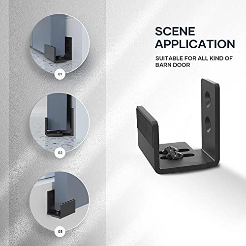 EaseLife Sliding Barn Door Bottom Floor Guide,U Shape,Flexible Adjustable Fit Distance,Flush Flat Bottom Design,Wall Mount System,for Door & Cabinet,Black,4 Pack - Image 3