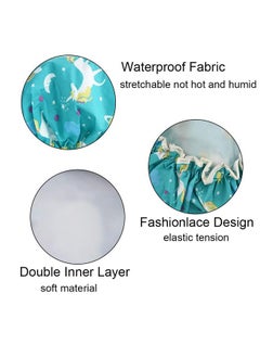 AIPAO Shower Caps, 3 PACK Bath Cap for Women Waterproof & Adjustable Double Layered Shower Cap (Multi-colored6)  - Image 5