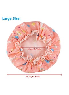 AIPAO Shower Caps, 3 PACK Bath Cap for Women Waterproof & Adjustable Double Layered Shower Cap (Multi-colored6)  - Image 3
