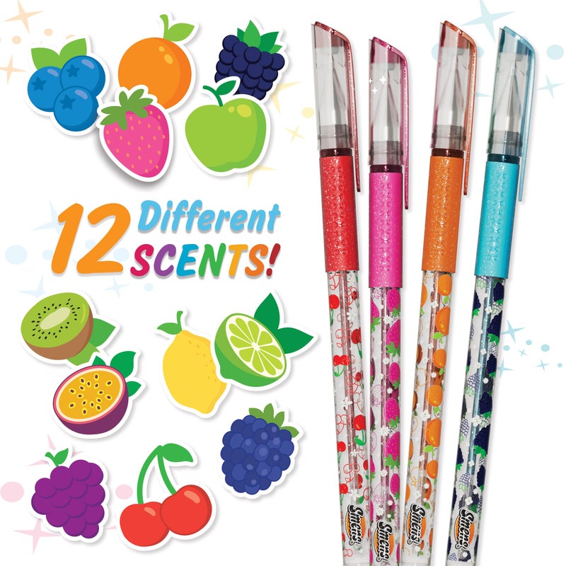 Scentco Smens Scented Glitter Gel Pens â€“ 12 Pack Colored Gel Pens with Sparkly Ink & Gourmet Scented Grips â€“ Fun School Supplies, Cute Journaling Pens & Creative Stationery Gift Set - Image 2