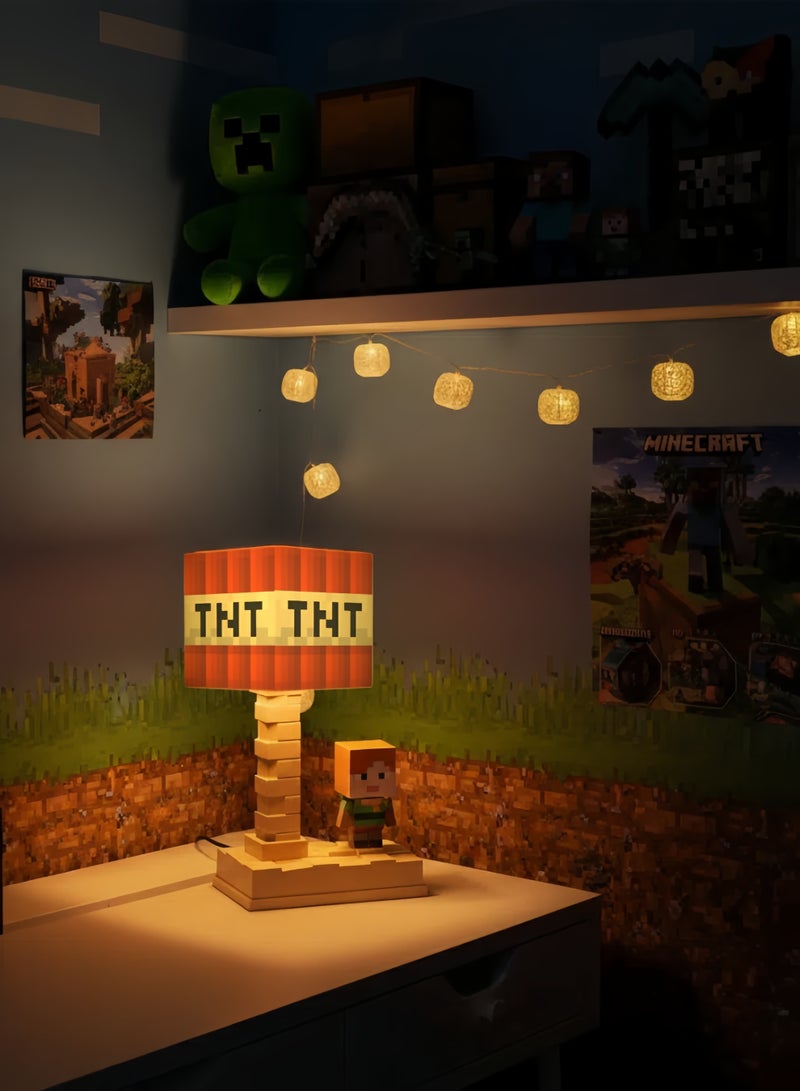 Minecraft TNT Block LED Night Light, Pixel Art Game Desk Lamp, 5-Color Dimmable, Rechargeable 500mAh Battery, USB Charging, Bedside Atmosphere Lamp for Kids Gamers Bedroom-TNT - Image 3