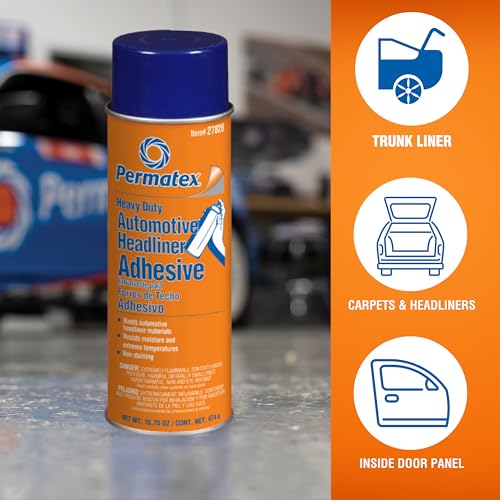 Permatex 27828 Body Shop Heavy Duty Headliner Adhesive, High-Strength Spray Adhesive, Repair Detached Or Loose Interior Parts, Dries Clear, Aerosol Can, 16.75 Oz - Image 2