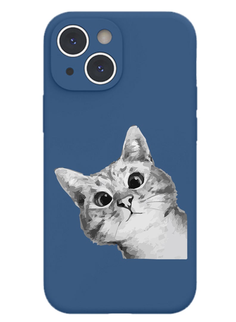Theodor Protective Slim Fit Case Liquid Silicone Cover with Full Body Protection Anti-Scratch Shockproof Case For iPhone 15 Blue  - Cat pumpkin Halloween-01 - Image 1