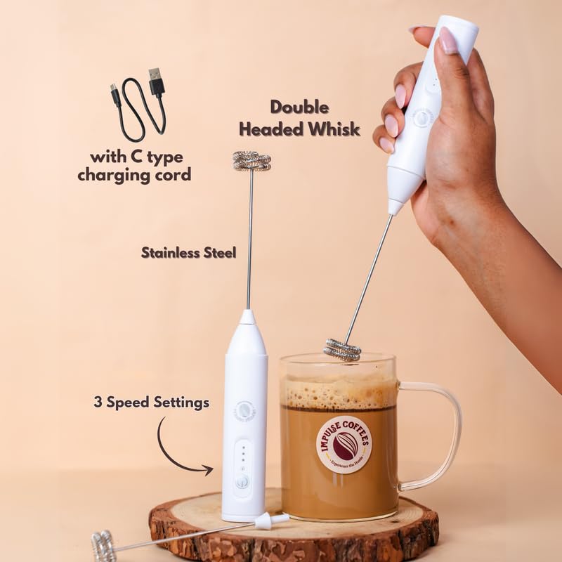 Impulse Coffees The Whip | Rechargeable Coffee Frother Electric | Smooth Operation,3 Modes | Stainless Steel Electric Whisker | USB Charging | Easy to Clean | Best for Coffees, Milk, Lattes, Espresso - Image 5