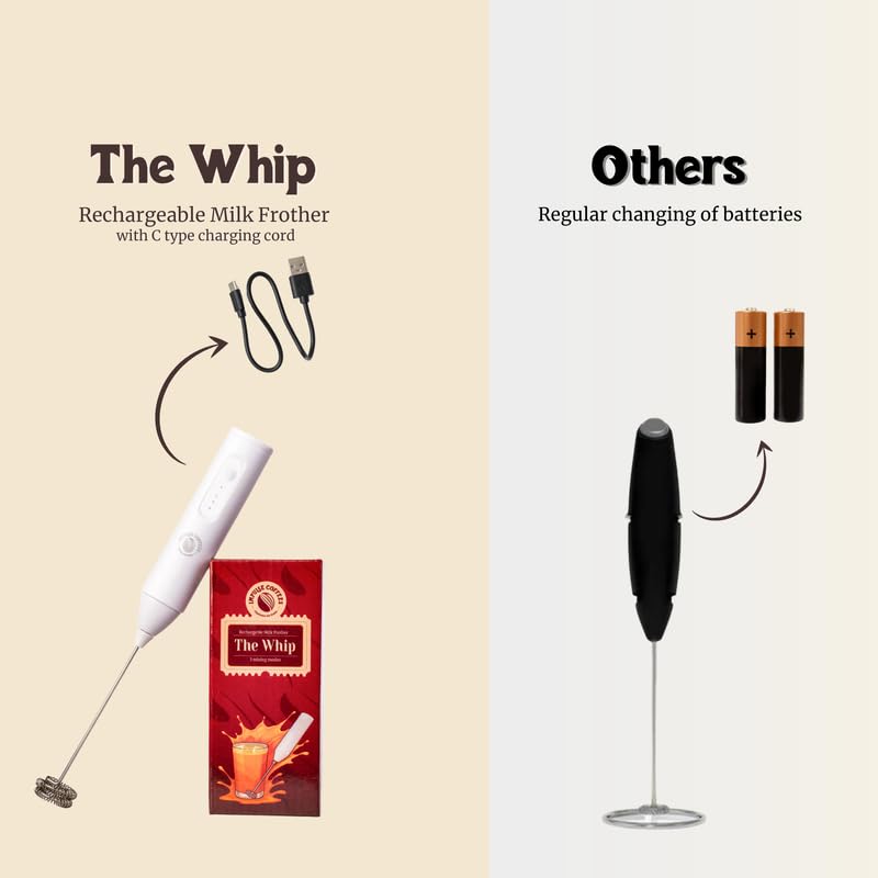 Impulse Coffees The Whip | Rechargeable Coffee Frother Electric | Smooth Operation,3 Modes | Stainless Steel Electric Whisker | USB Charging | Easy to Clean | Best for Coffees, Milk, Lattes, Espresso - Image 4