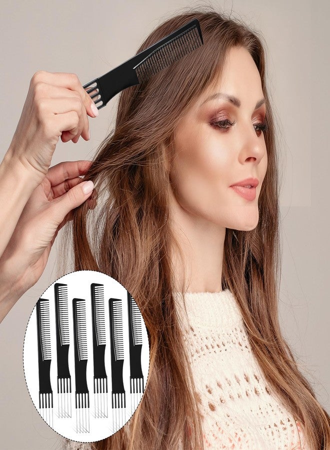 مجموعة LIQWEI من 6 قطع، أمشاط مزدوجة الرأس لتصفيف الشعر، أمشاط معدنية سوداء لتقسيم الشعر وتصفيفه ورفعه، مناسبة للشعر الناعم والكثيف والخفيف. - Image 5