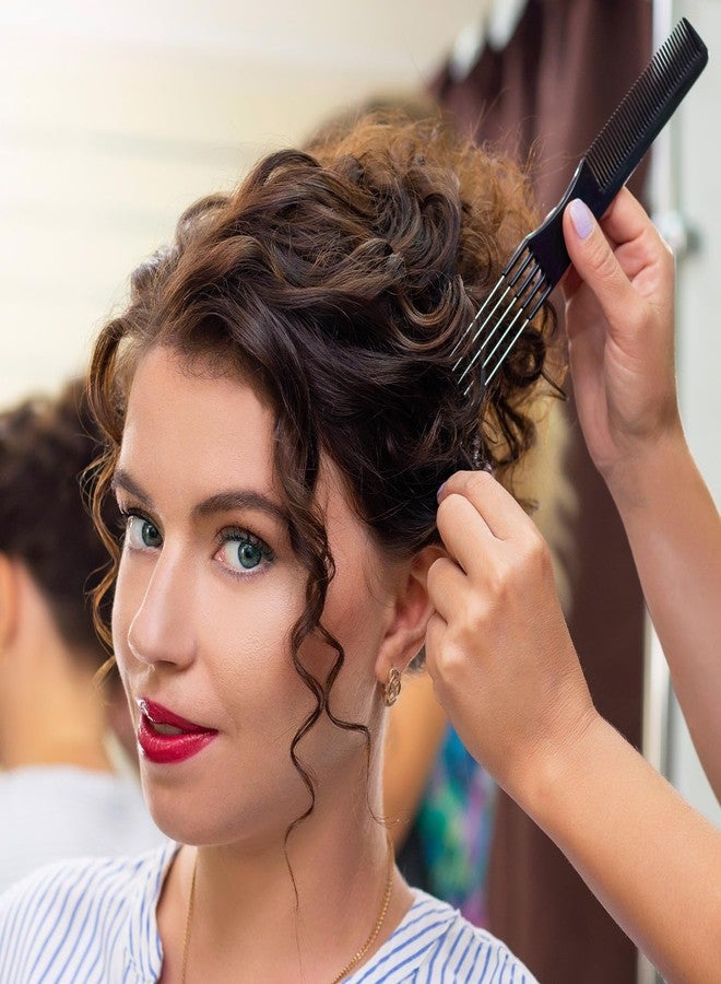 مجموعة LIQWEI من 6 قطع، أمشاط مزدوجة الرأس لتصفيف الشعر، أمشاط معدنية سوداء لتقسيم الشعر وتصفيفه ورفعه، مناسبة للشعر الناعم والكثيف والخفيف. - Image 4