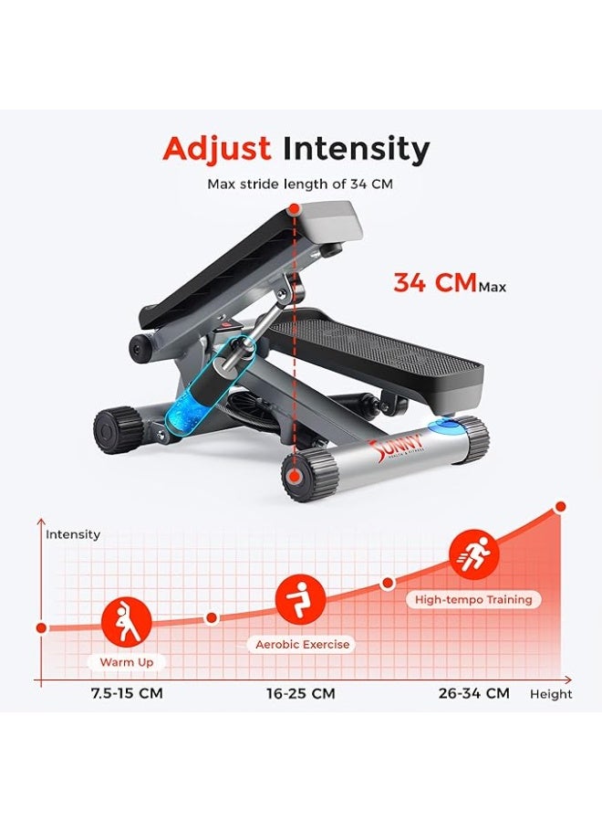 Sunny Health & Fitness Mini Steppers for Exercise at Home, Stair Step Workout Machine with Resistance Bands, Full Body Cardio Equipment - Image 3