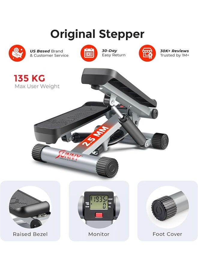 Sunny Health & Fitness Mini Steppers for Exercise at Home, Stair Step Workout Machine with Resistance Bands, Full Body Cardio Equipment - Image 2