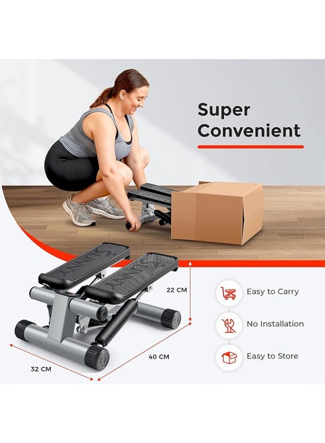 Sunny Health & Fitness Mini Steppers for Exercise at Home, Stair Step Workout Machine with Resistance Bands, Full Body Cardio Equipment - Image 1