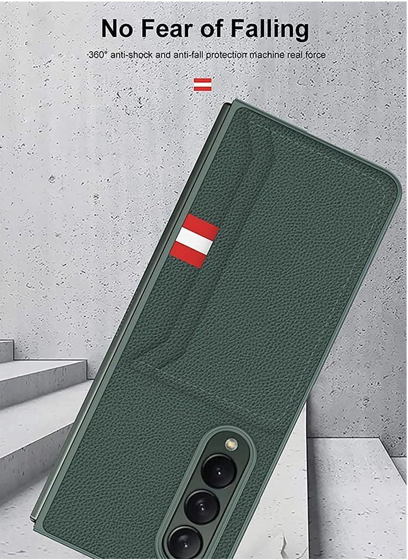 Generic Cover with Leather Wallet Card Holder Phone Case Compatible Samsung Galaxy Z Fold 3 5G White  - Image 4