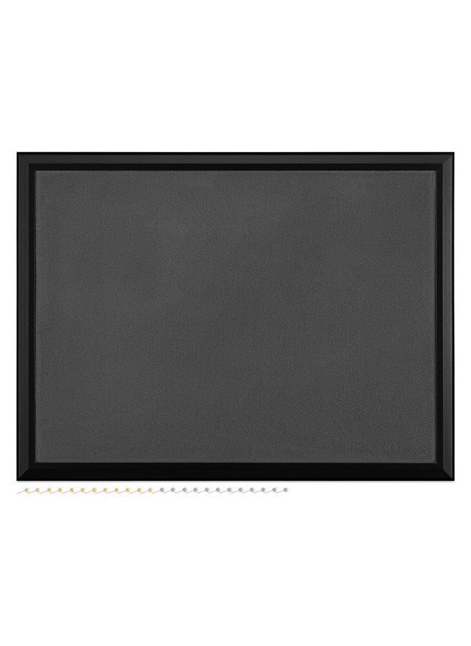 Navaris - Framed Fabric Bulletin Board - 18 X 24 Inches Plush Jewelry Organizer Pinboard For Wall - Memory Memo Pin Board - Dark Gray With Black Frame - Image 1