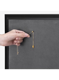 Navaris Framed Fabric Bulletin Board - 18 X 24 Inches Plush Jewelry Organizer Pinboard For Wall - Memory Memo Pin Board - Dark Gray With Black Frame  - Image 3