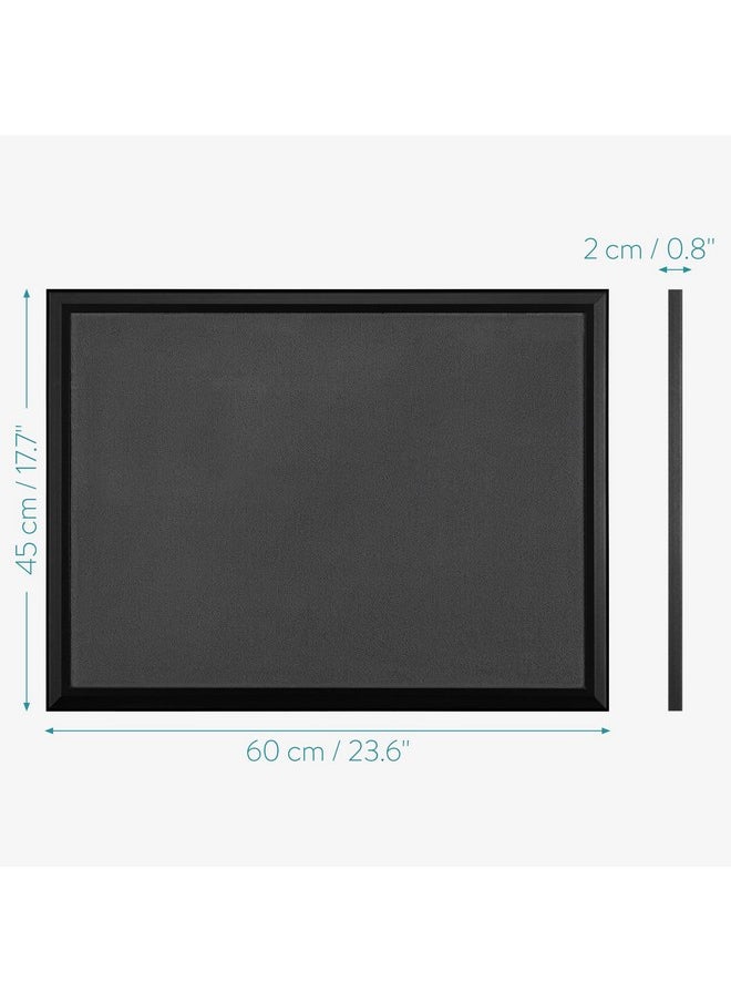 Navaris - Framed Fabric Bulletin Board - 18 X 24 Inches Plush Jewelry Organizer Pinboard For Wall - Memory Memo Pin Board - Dark Gray With Black Frame - Image 1