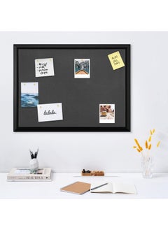 Navaris Framed Fabric Bulletin Board - 18 X 24 Inches Plush Jewelry Organizer Pinboard For Wall - Memory Memo Pin Board - Dark Gray With Black Frame  - Image 2