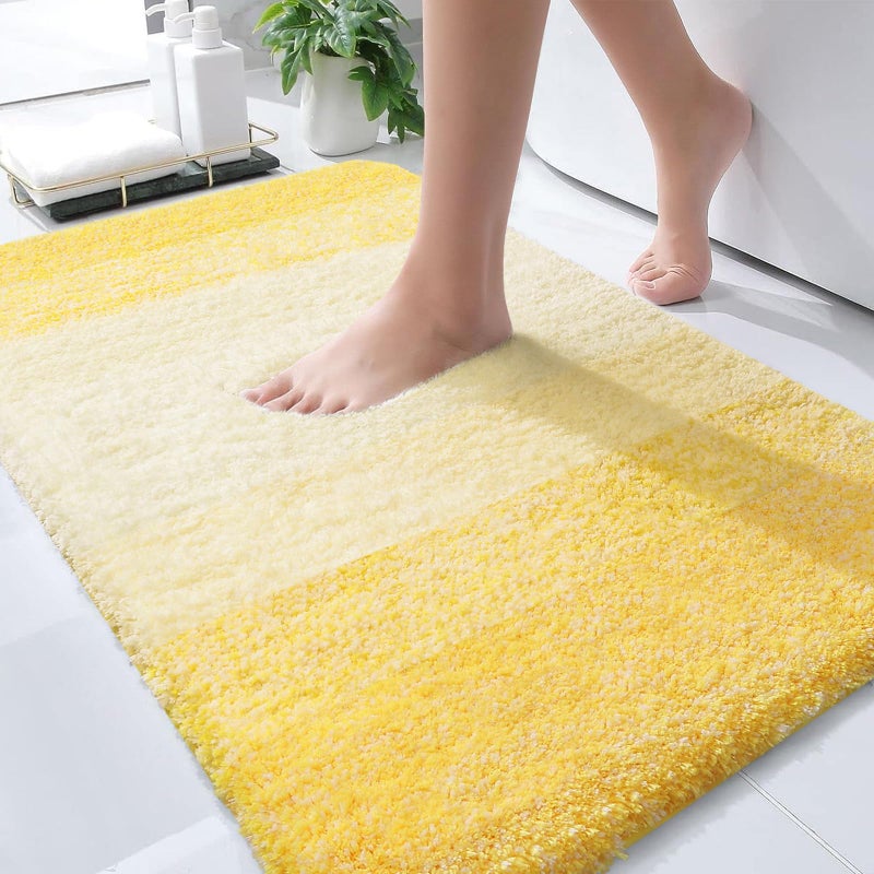 OLANLY Bathroom Rugs Mat 36x24 Extra Soft Absorbent Microfiber Bath Rugs Rubber Backing Quick Dry Machine Washable Bath Mats for Bathroom Floor Tub and Shower Home Decor Accessories Yellow