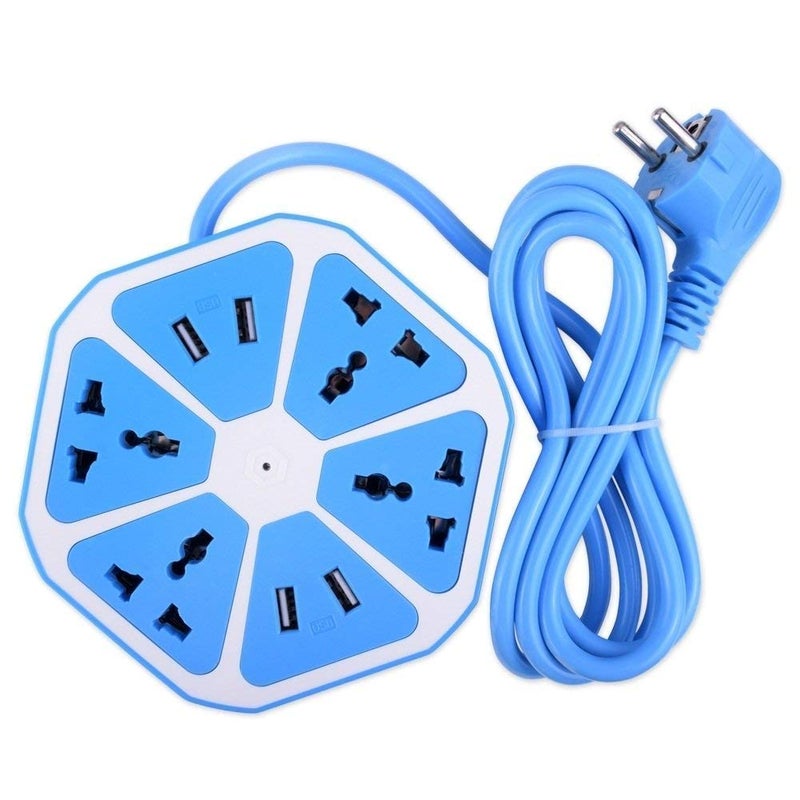 AYUNIX Hexagon Shape Extension Board 4 USB Cable Ports with EU Plug 4 Sockets for Office Home Restuarnts Shopes 10Amp Multicolor - Image 5