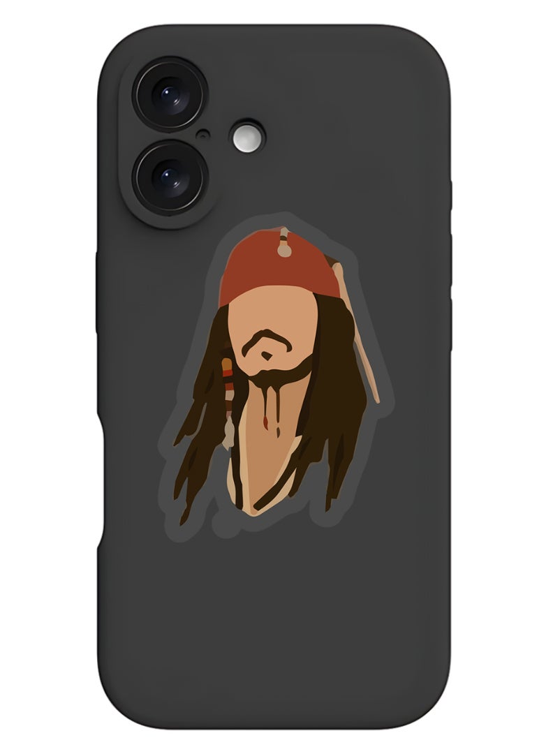 Theodor iPhone 16 Plus Black Protective Slim Fit Case Liquid Silicone Cover with Full Body Protection Anti-Scratch Shockproof Case For iPhone - Pirate - Image 1
