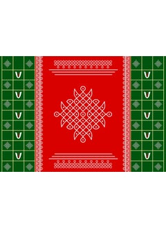 DHARA CREATION Dhara Creation Red Kolam Tilak 5FT7FT Backdrop Cloth for Pooja Decoration WeddingSatyanarayan Pooja Traditional Background Curtain Cloth for Festival Washable Fabric  - Image 4
