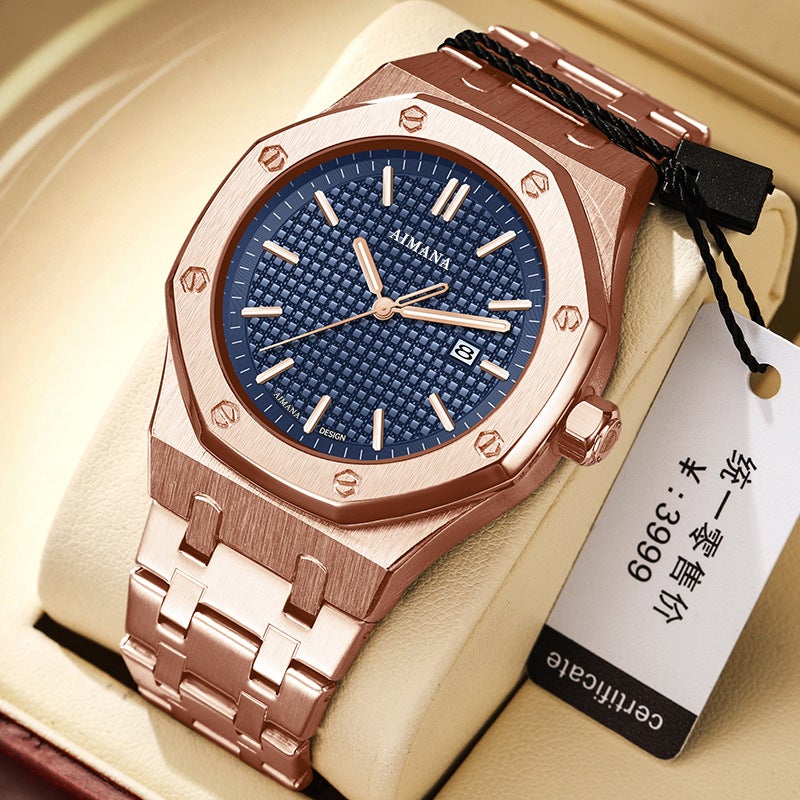 AIMANA Men's Waterproof Quartz Watch with Luminous Hands - Stylish and Durable, Ideal for Daily Wear - Image 1