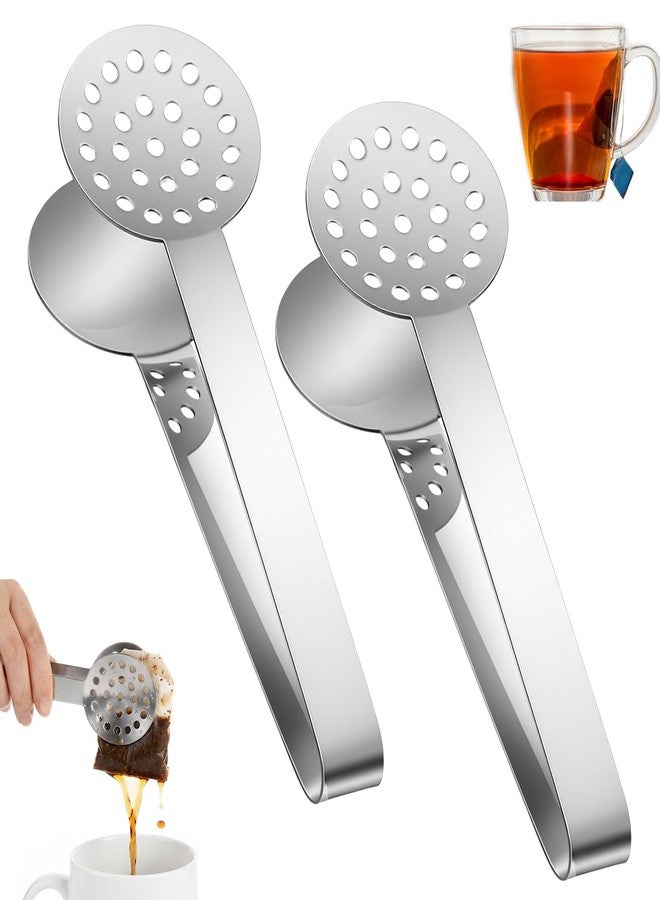 ValueBargain 2PCS Tea Bag Squeezer, 6.6 * 1.8 Inch Stainless Steel Teabag Squeezer for Tea Drinkers, Durable Strainer Gripper Picker (Silver) - Image 1