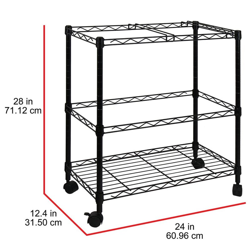 Oceanstar Portable 2-Tier Metal Rolling File Cart, Black - Image 4