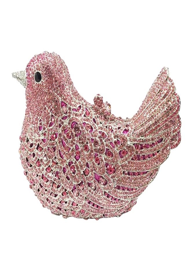 GSYPS Rhinestone Bird Clutch Purse Women's Full Crystal Evening Bag for Wedding Party Handbag Pink - Image 1