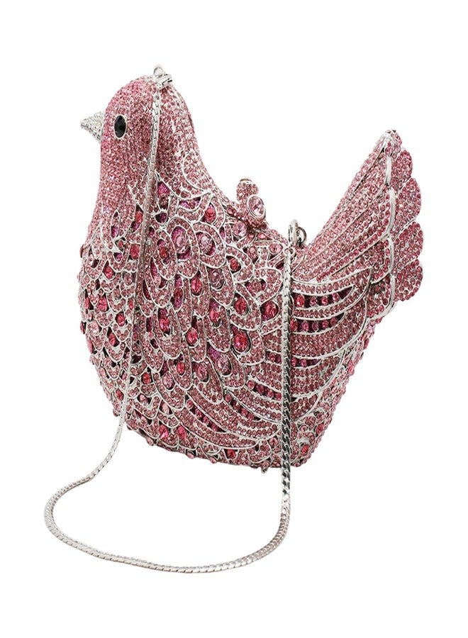 GSYPS Rhinestone Bird Clutch Purse Women's Full Crystal Evening Bag for Wedding Party Handbag Pink - Image 3