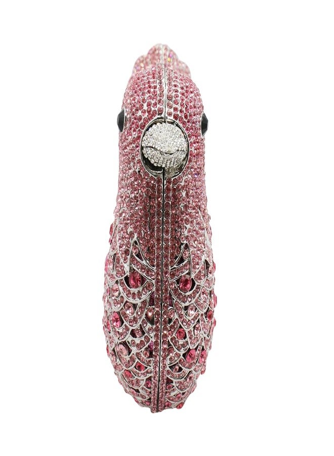 GSYPS Rhinestone Bird Clutch Purse Women's Full Crystal Evening Bag for Wedding Party Handbag Pink - Image 5