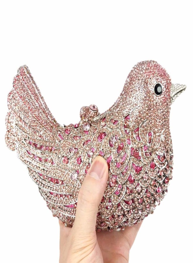 GSYPS Rhinestone Bird Clutch Purse Women's Full Crystal Evening Bag for Wedding Party Handbag Pink - Image 2