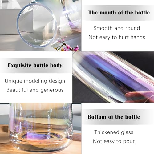 Aoderun Flower Vase Modern Home Decor Glass Vase for Bouquet 8.7" Centerpiece Decor Room Living Room Library Office Table Entryway Modern Farmhouse(Iridescent Clear) - Image 4