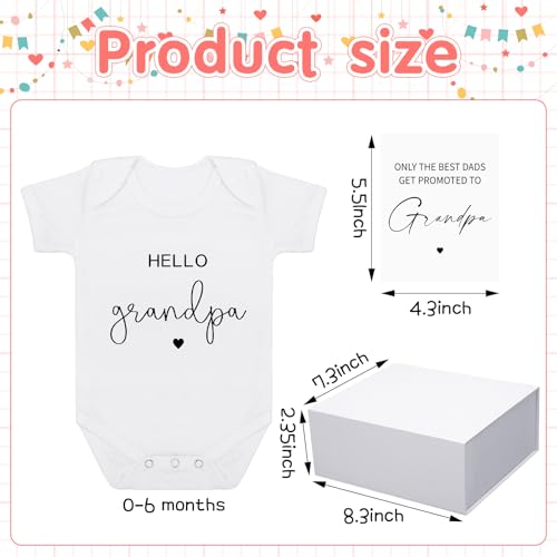 Shyyween 4 Pcs Pregnancy Announcement for Grandpa, Hello Grandpa Baby Bodysuit, Grandpa Pregnancy Reveal Card Baby Reveal Gift Box Baby Announcement Gifts Set for Grandpa - Image 2