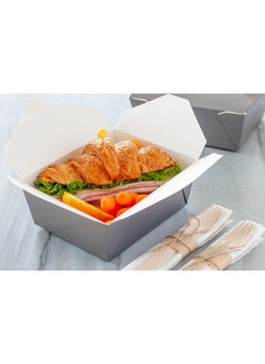 Restaurantware Restaurantware-Bio Tek 45 Ounce Take Out Boxes, 200 To Go Lunch Boxes - Tab-Lock Closure, Heat-Tolerant, Gray Paper Disposable Lunch Boxes, Greaseproof, For Hot And Cold Foods  - Image 5
